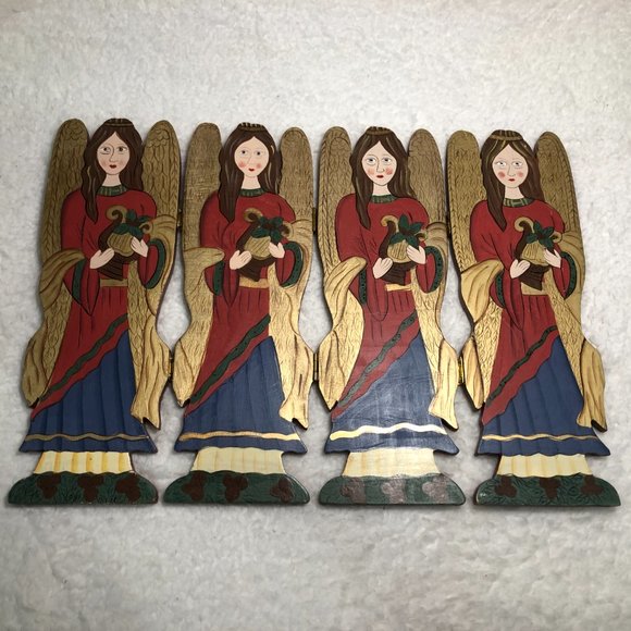 World Bazars Angels Cover Compact Foldable Wooden Screen 15”w x 11.5”h - Picture 5 of 8